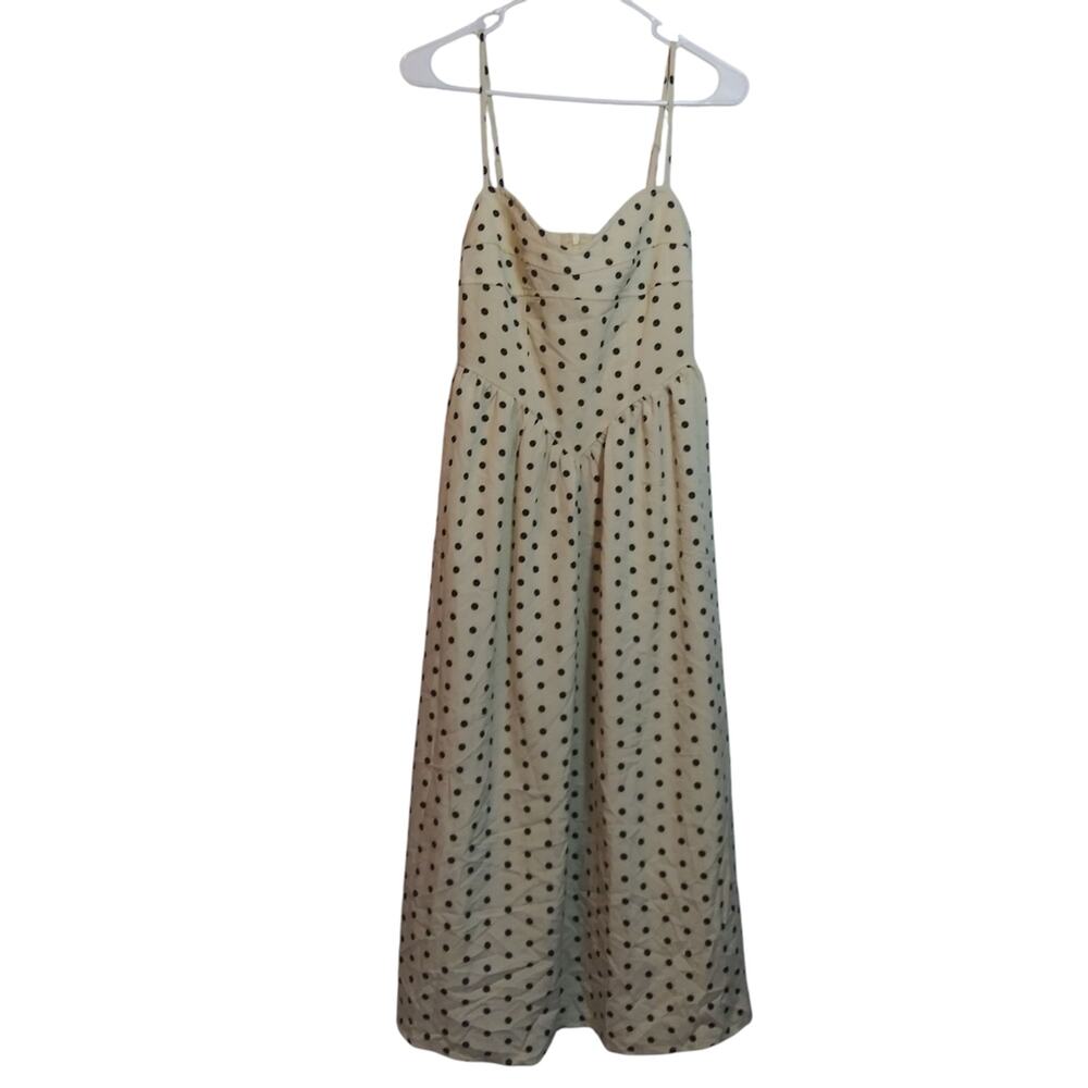 Dazy Cream Polka Dot Spaghetti Strap Corset Midi Dress Classic Chic Size XS